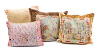 A Group of Four Decorative Pillows First: 20 x 20 inches.