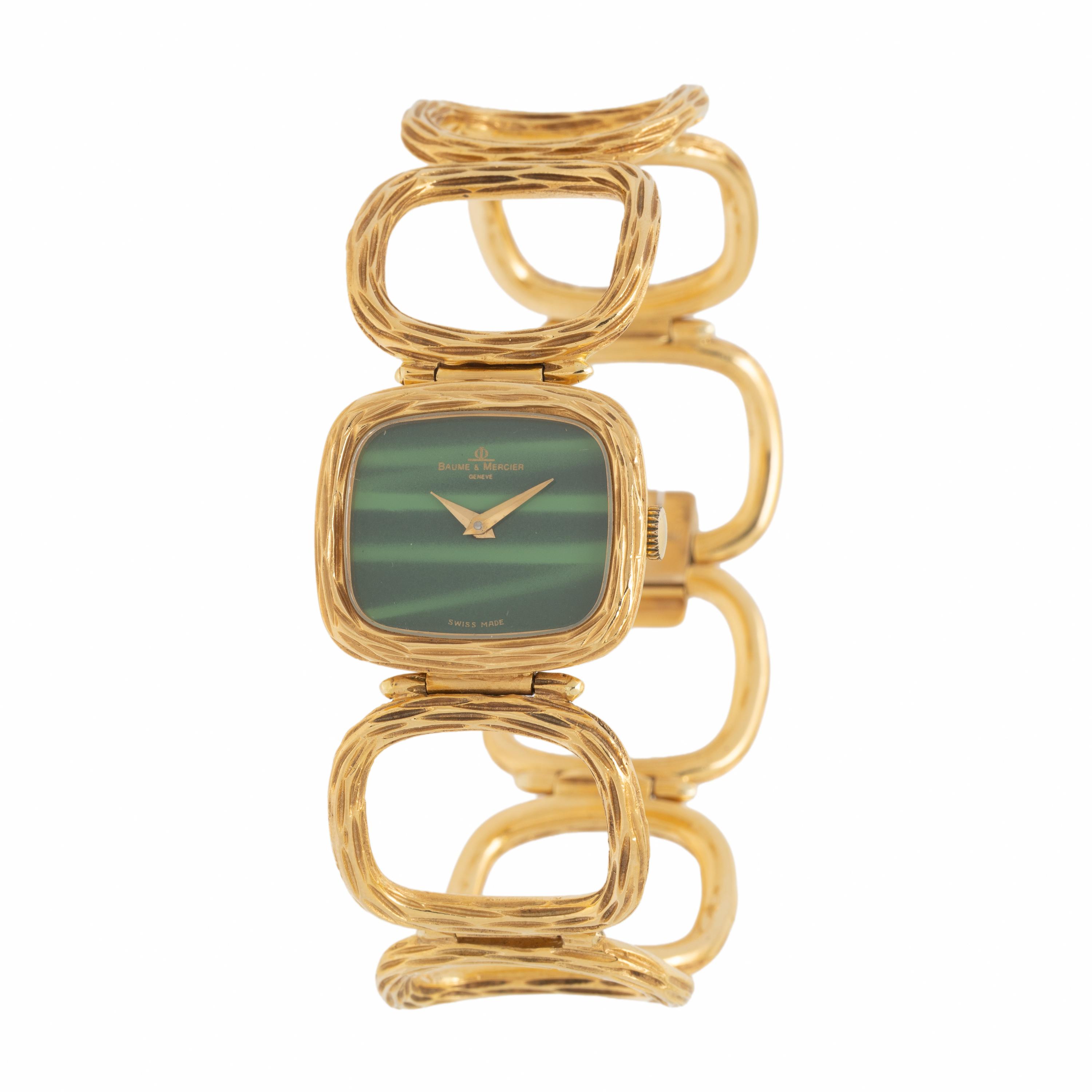 Baume & Mercier, 18K Yellow Gold and Malachite Watch