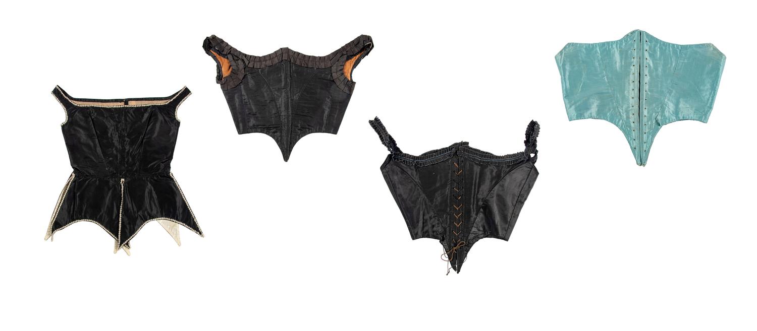 Four "Swiss Waist" Bodices and Corselets, 1860s