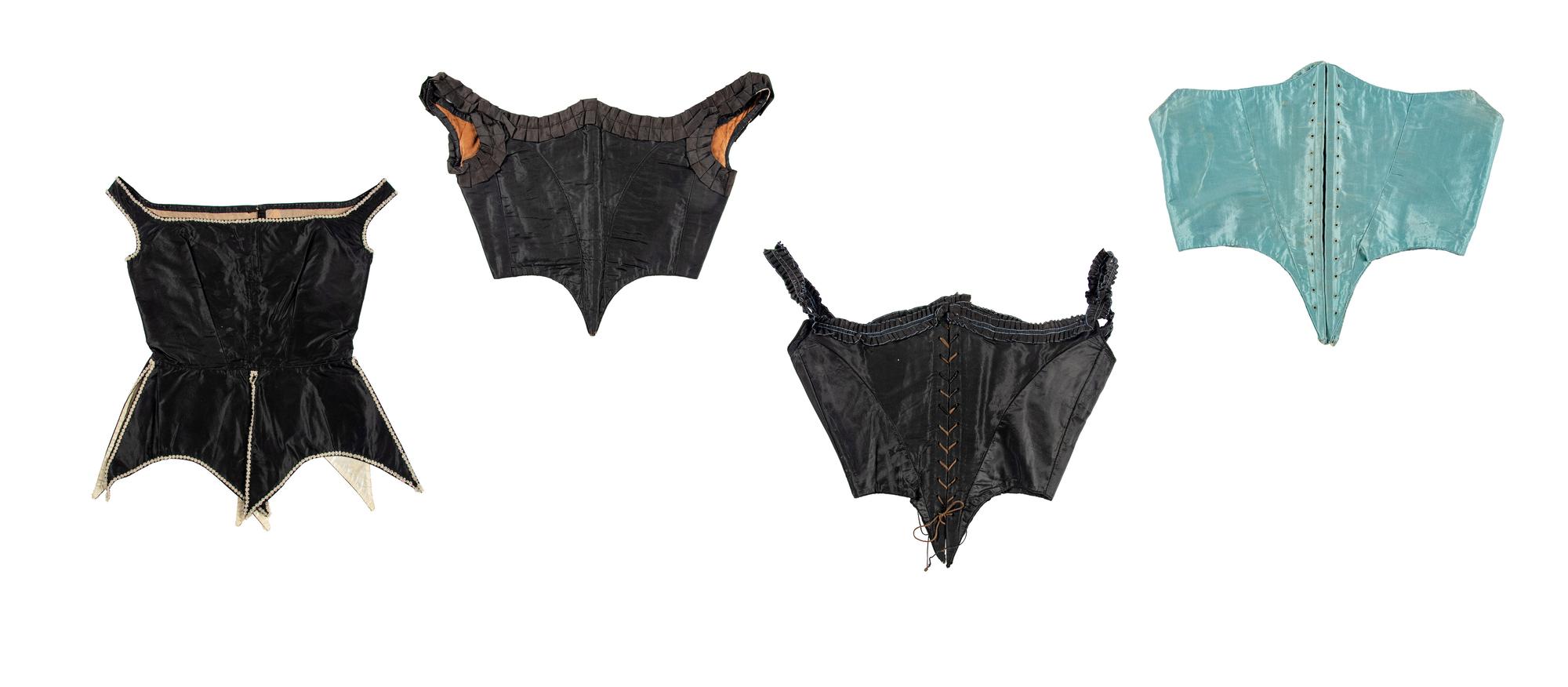 Four "Swiss Waist" Bodices and Corselets, 1860s