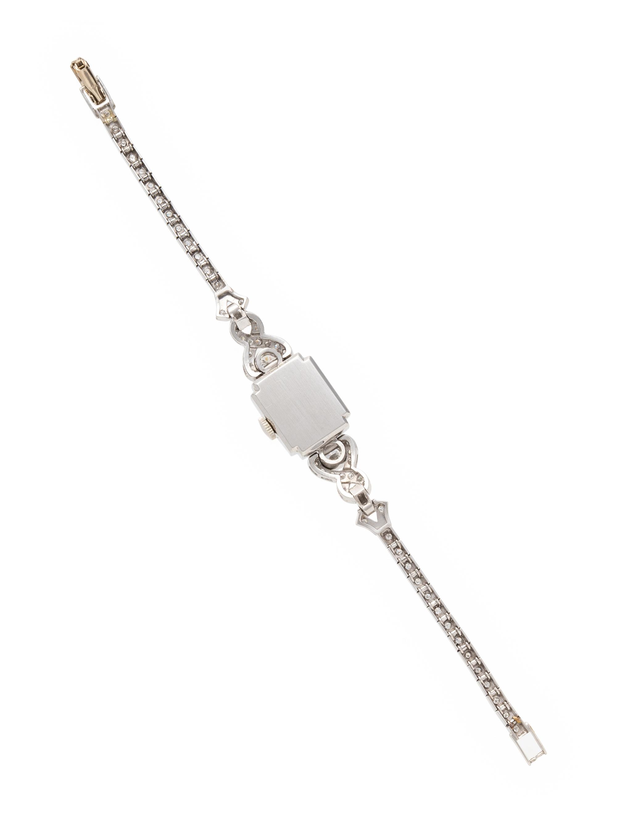 HAMILTON, PLATINUM, 14K WHITE GOLD AND DIAMOND WRISTWATCH