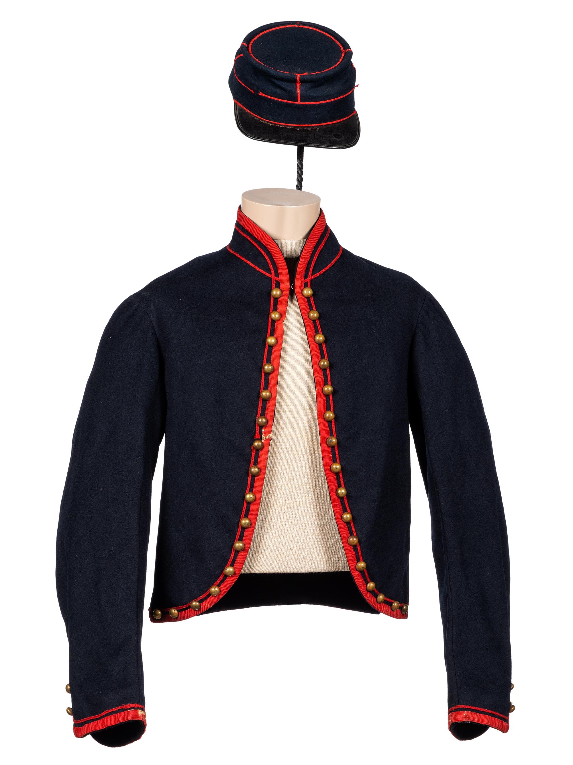 [CIVIL WAR]. Jacket and kepi of the 72nd Pennsylvania Infantry, "Baxter's Zouaves," part of the Philadelphia Brigade.
