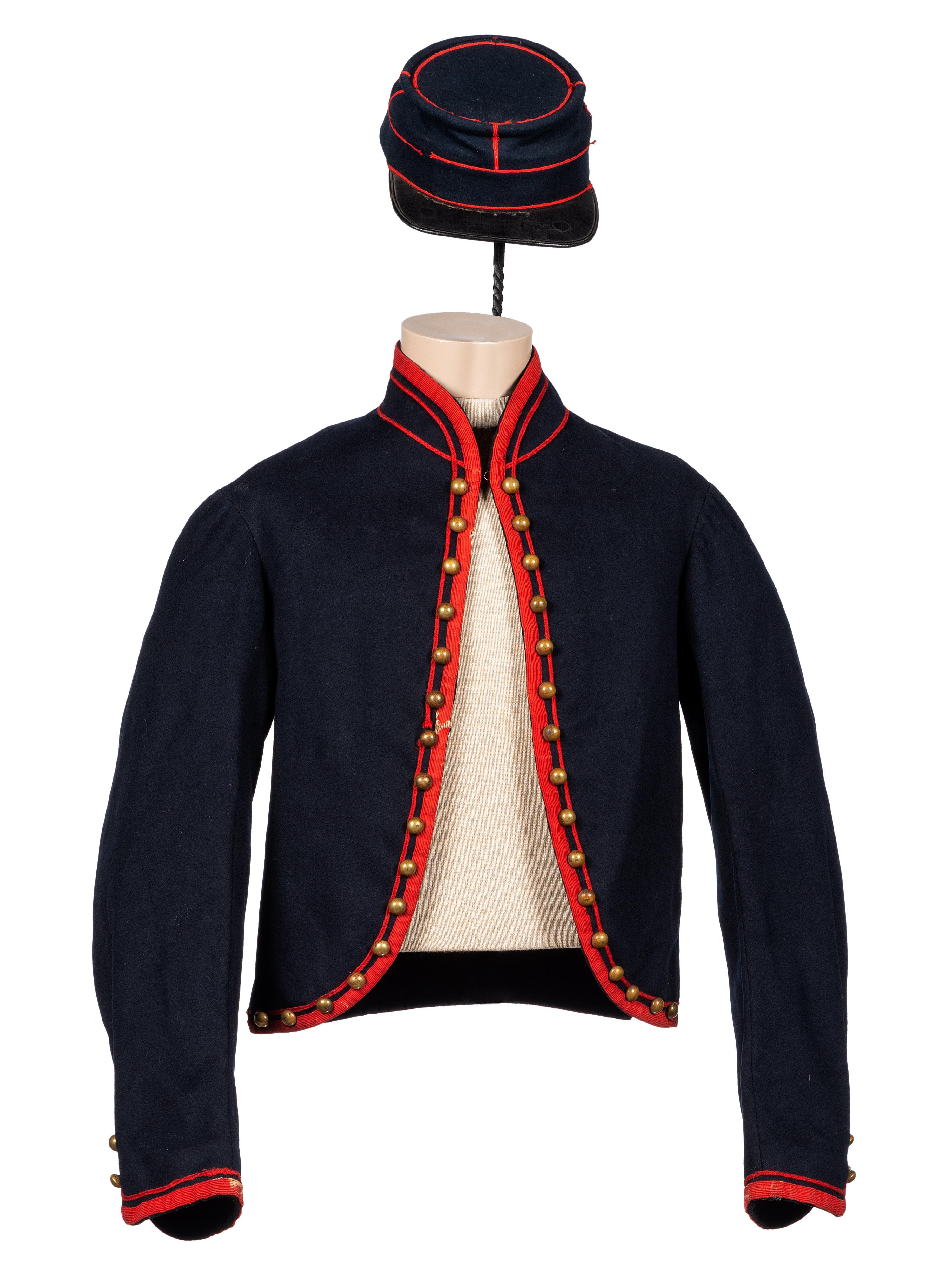 [CIVIL WAR]. Jacket and kepi of the 72nd Pennsylvania Infantry, "Baxter's Zouaves," part of the Philadelphia Brigade.