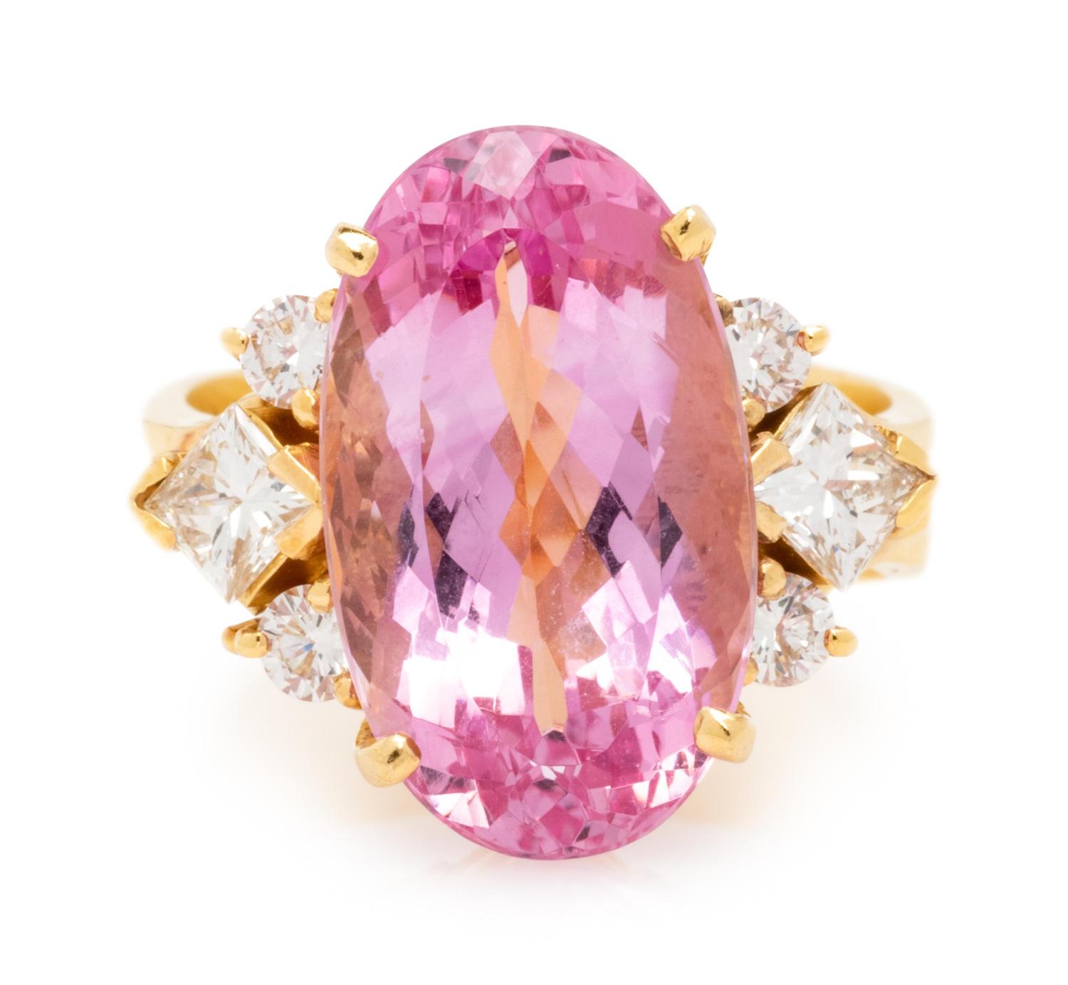Pink Tourmaline and Diamond Ring