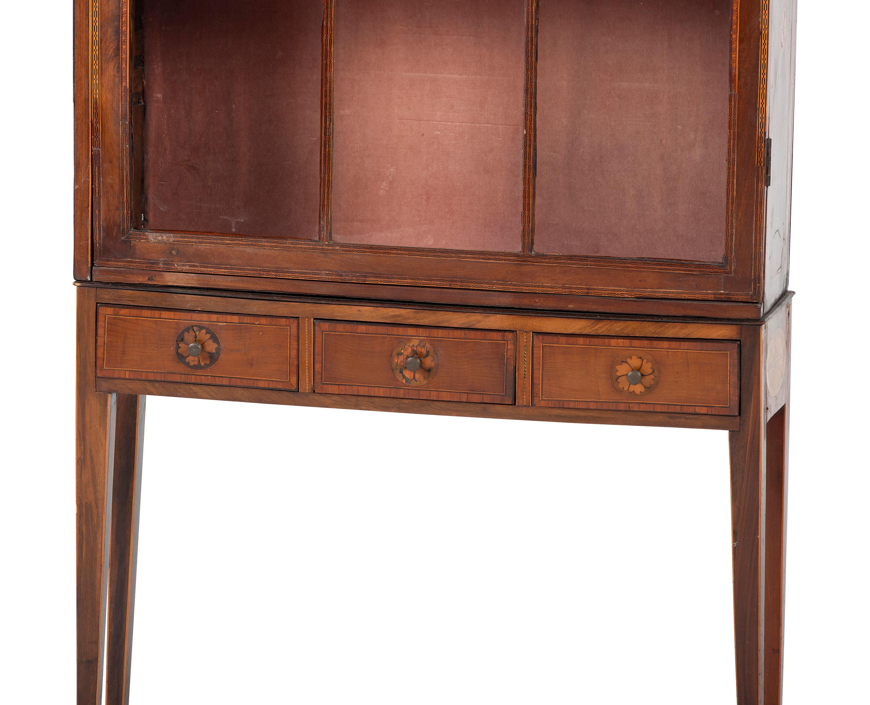 A Late George III Inlaid Mahogany Vitrine Cabinet