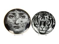 Two Porcelain Art Plates - Robert Longo Tiger Head 2 and Fornasetti Tema e Variazioni Motiv31 — 20th Century