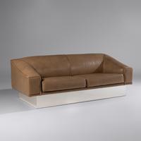 Faux-Leather Sofa with Chrome Base