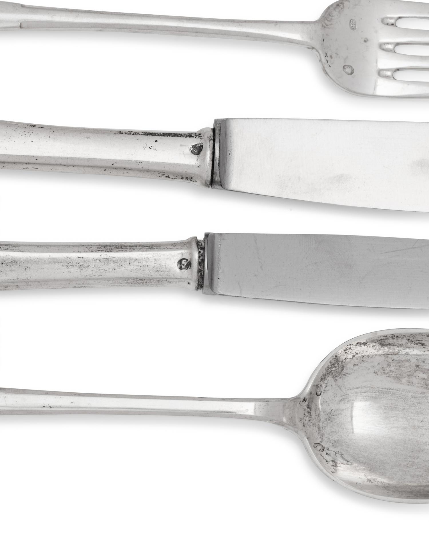 A Hungarian Silver Flatware Service