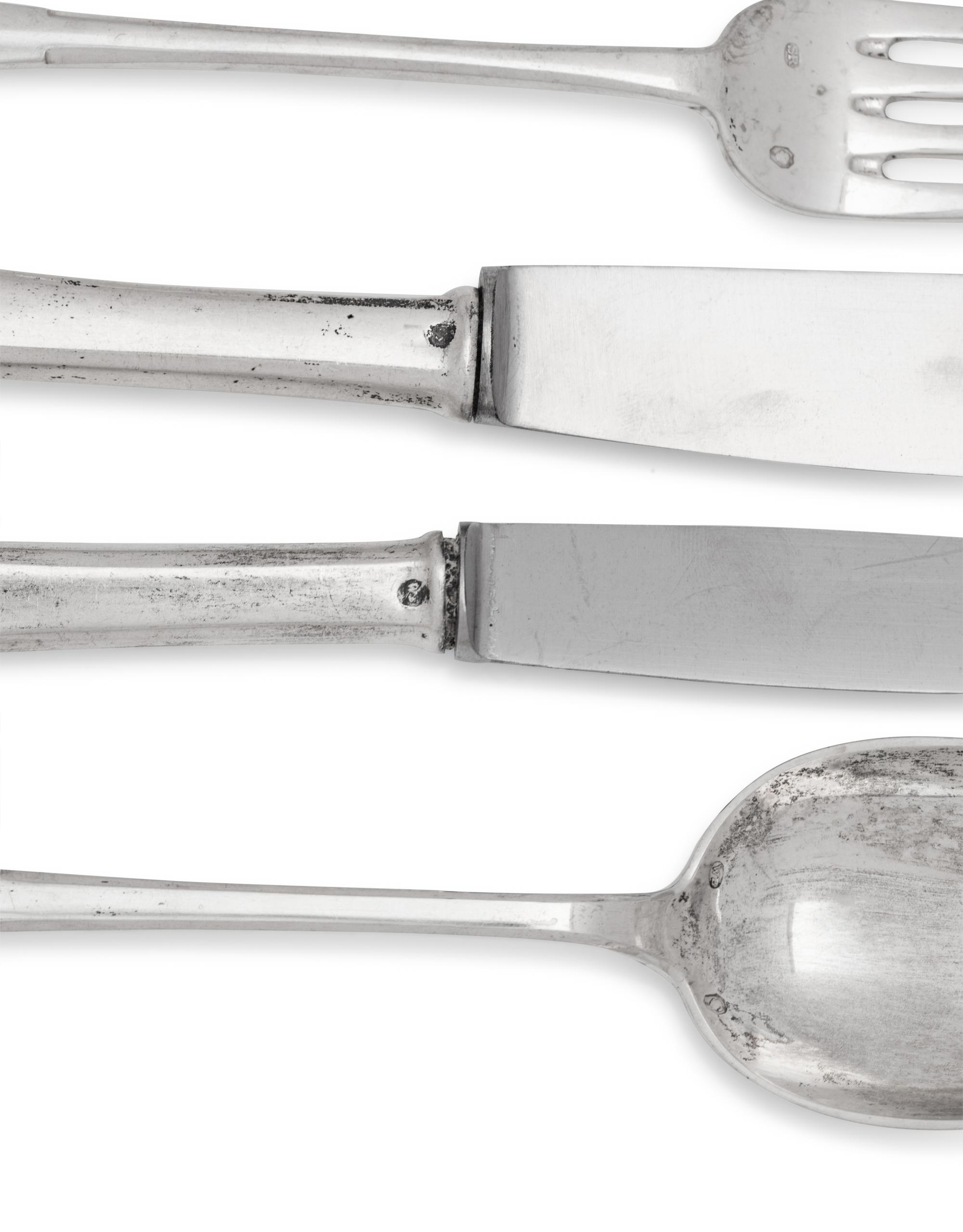 A Hungarian Silver Flatware Service