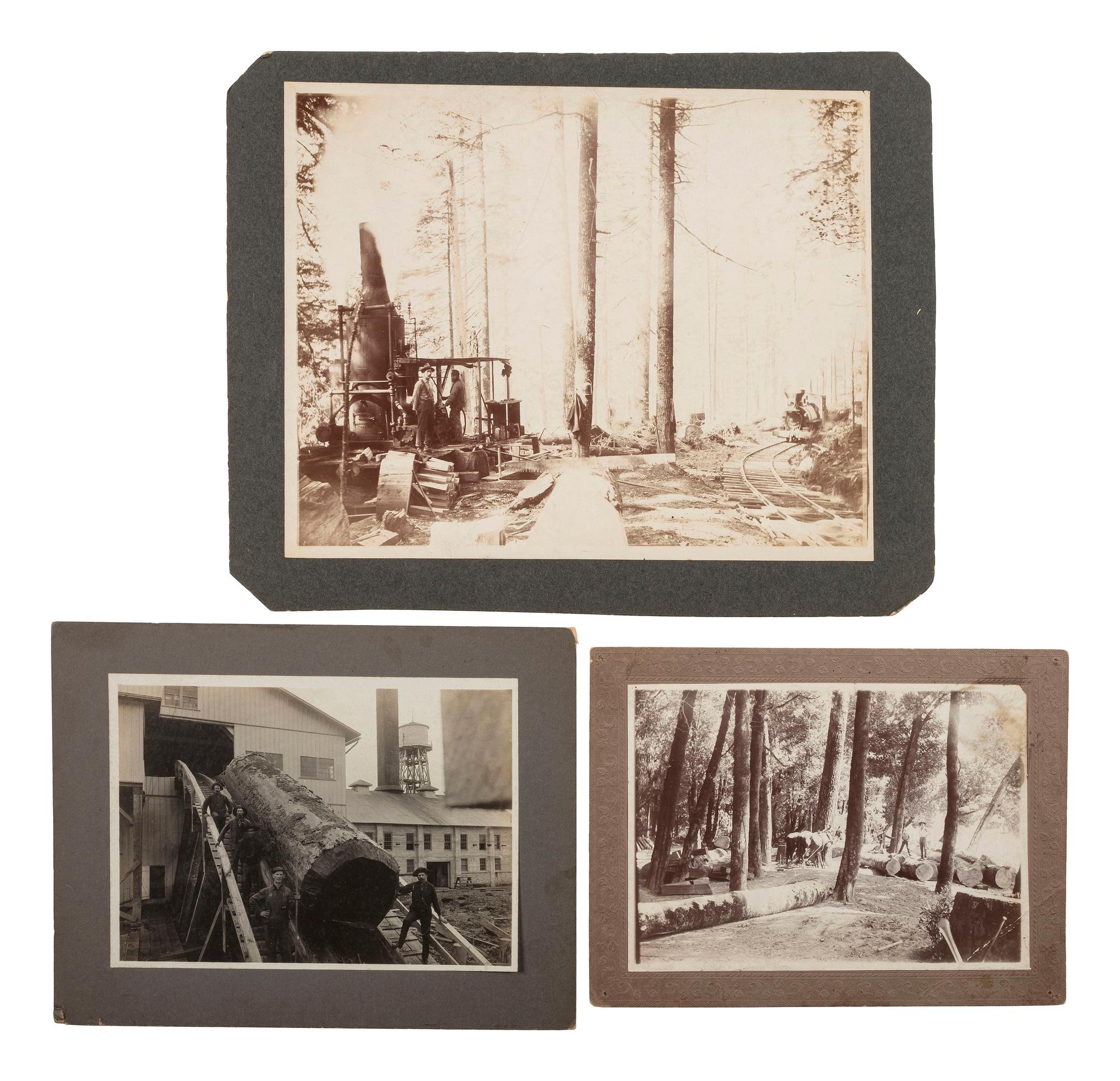 [EARLY PHOTOGRAPHY]. A large group of early photographs incl. equestrian and logging views.