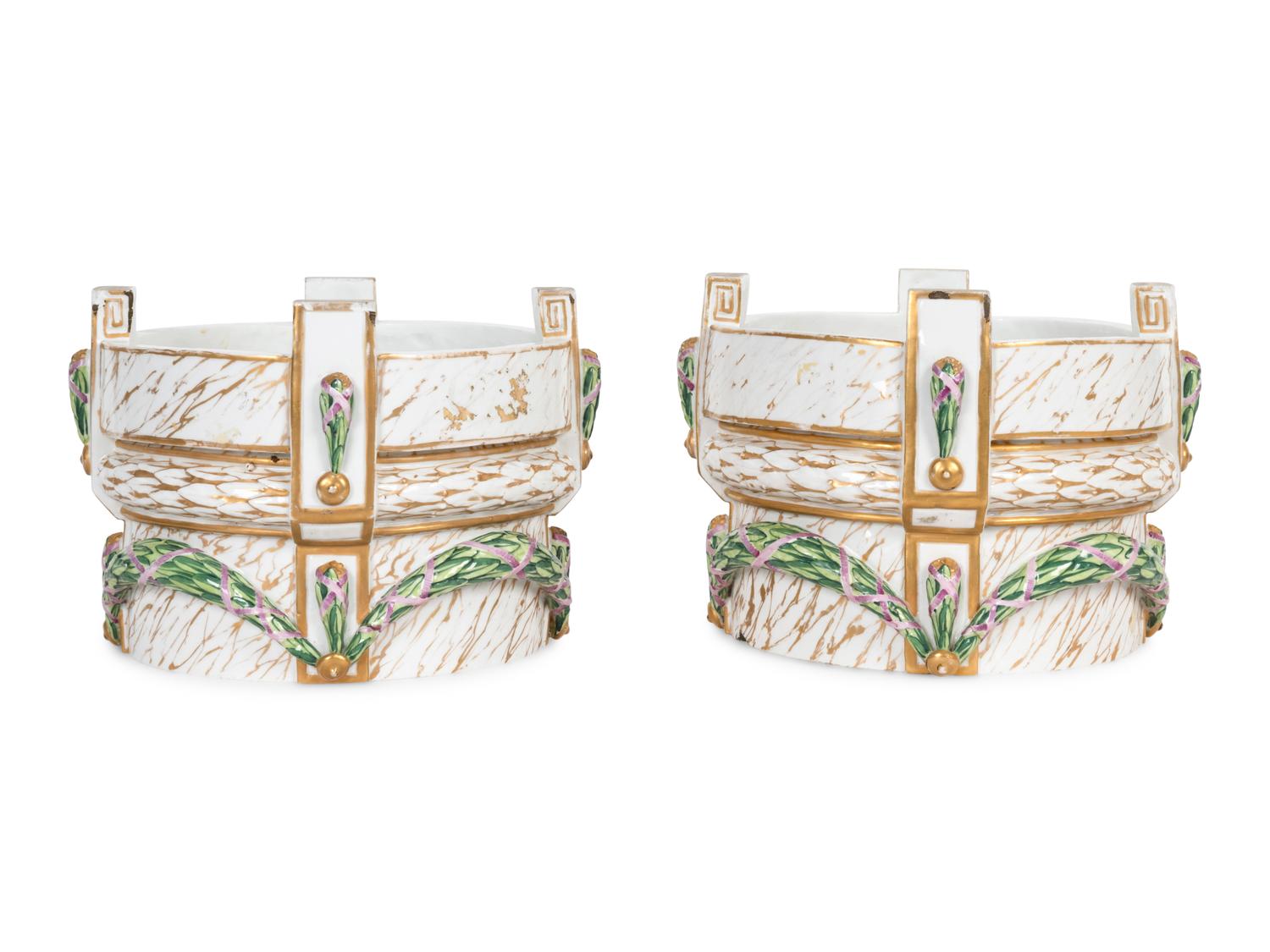 A Pair of Continental Porcelain Stands