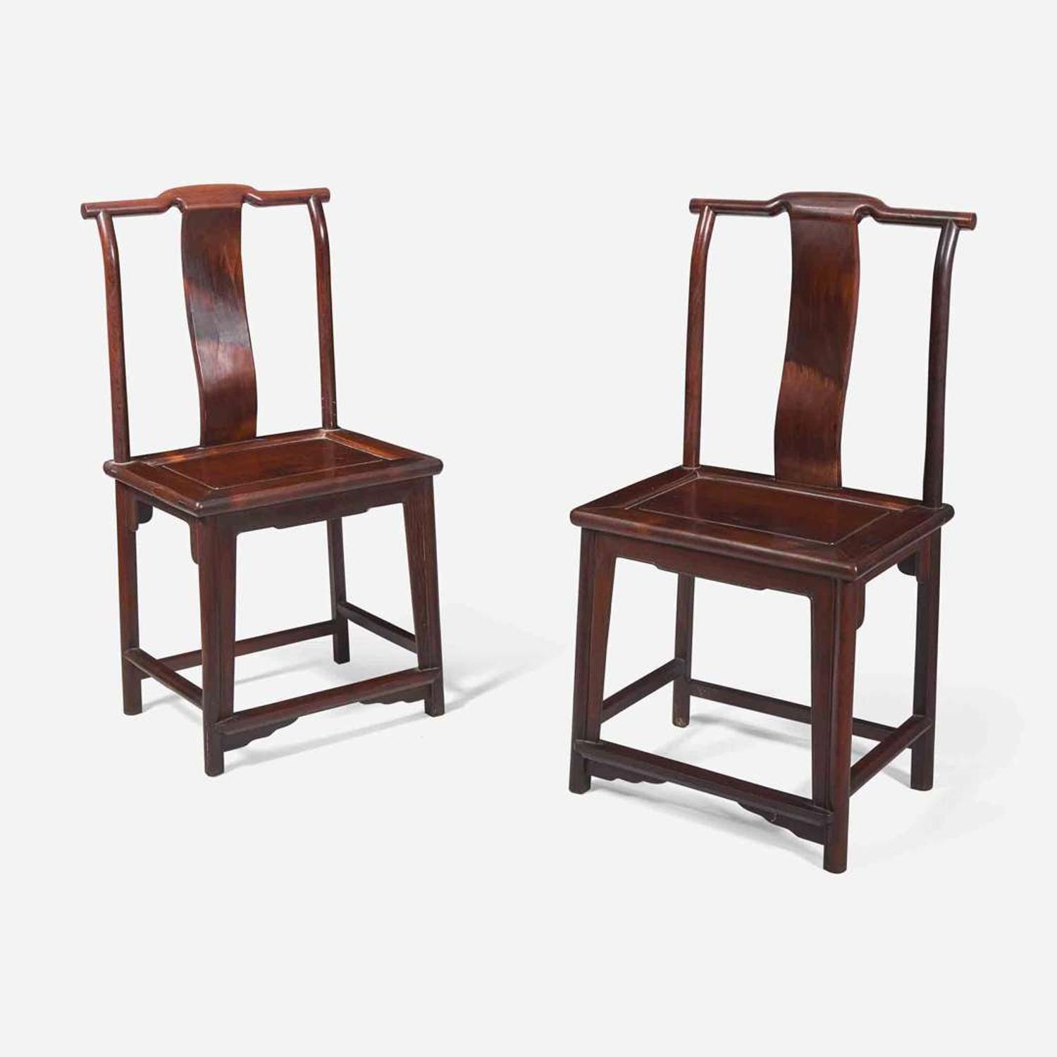 A pair of Chinese hardwood and jichimu side chairs 雞翅木座椅一對 19th / 20th century ???????