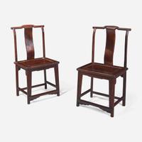 A pair of Chinese hardwood and jichimu side chairs 雞翅木座椅一對 19th / 20th century ???????
