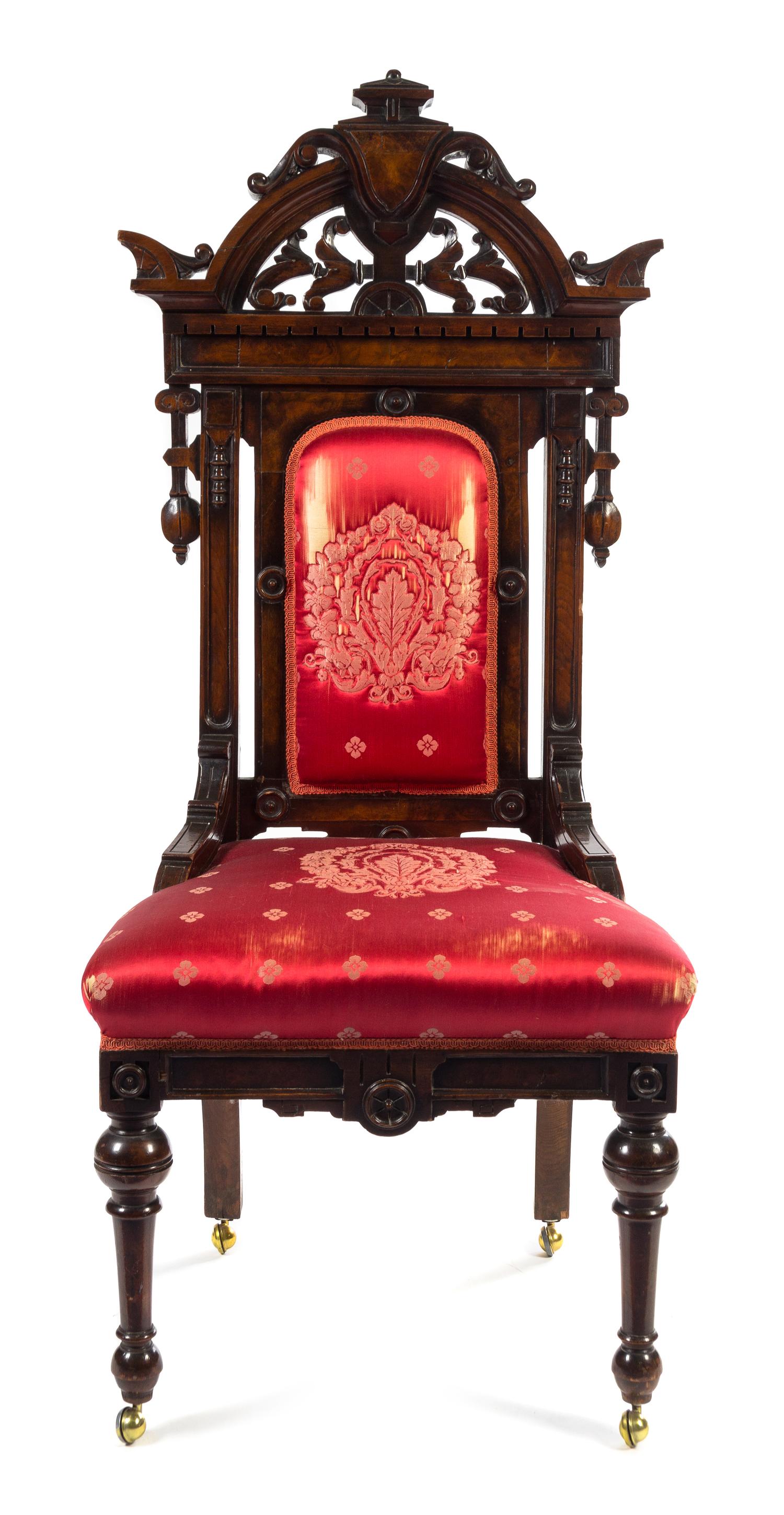 A Renaissance Revival Walnut Side Chair Height 55 inches. — LATE 19TH CENTURY