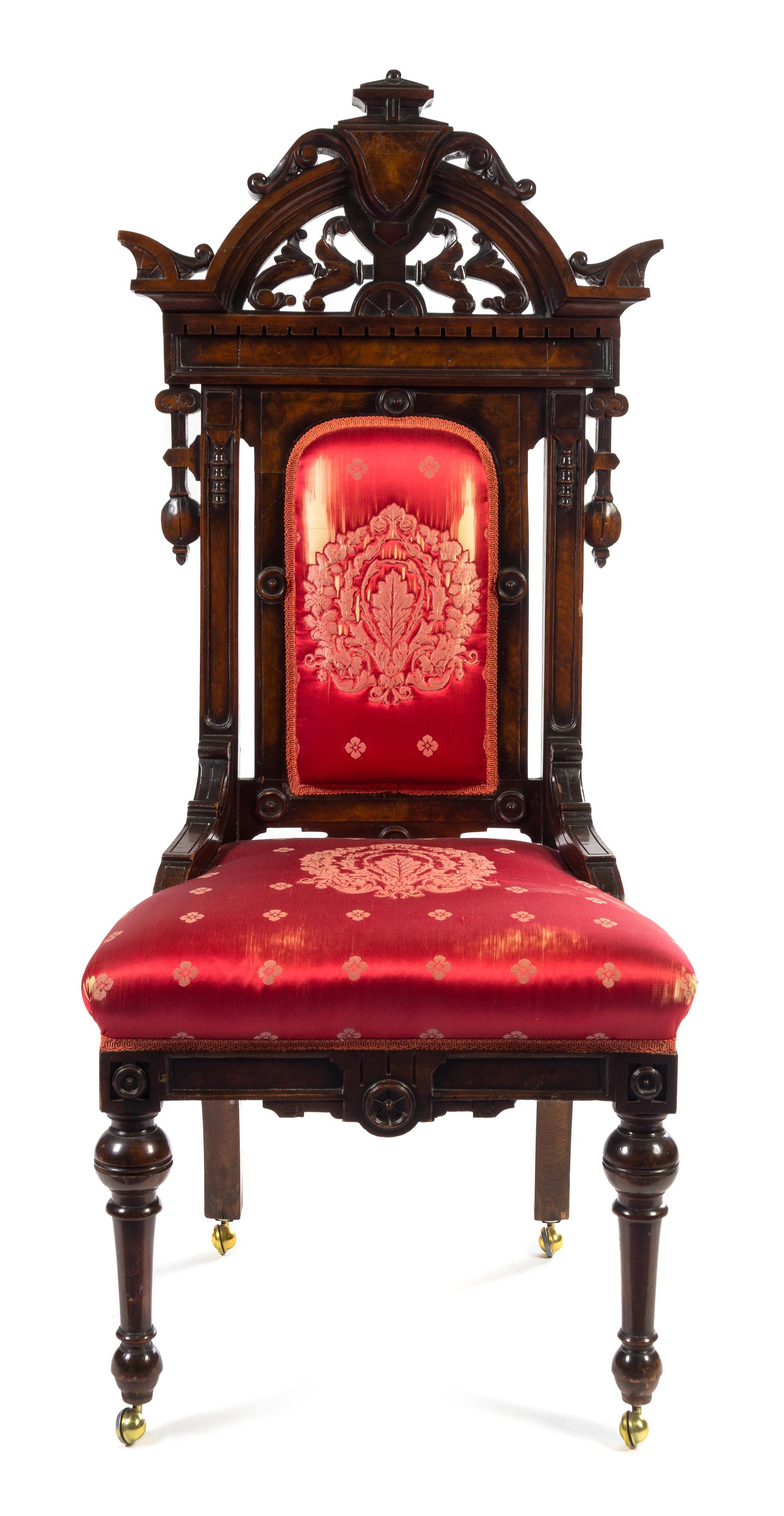 A Renaissance Revival Walnut Side Chair Height 55 inches. — LATE 19TH CENTURY