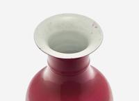 A Chinese Ruby Enameled Porcelain Baluster Vase