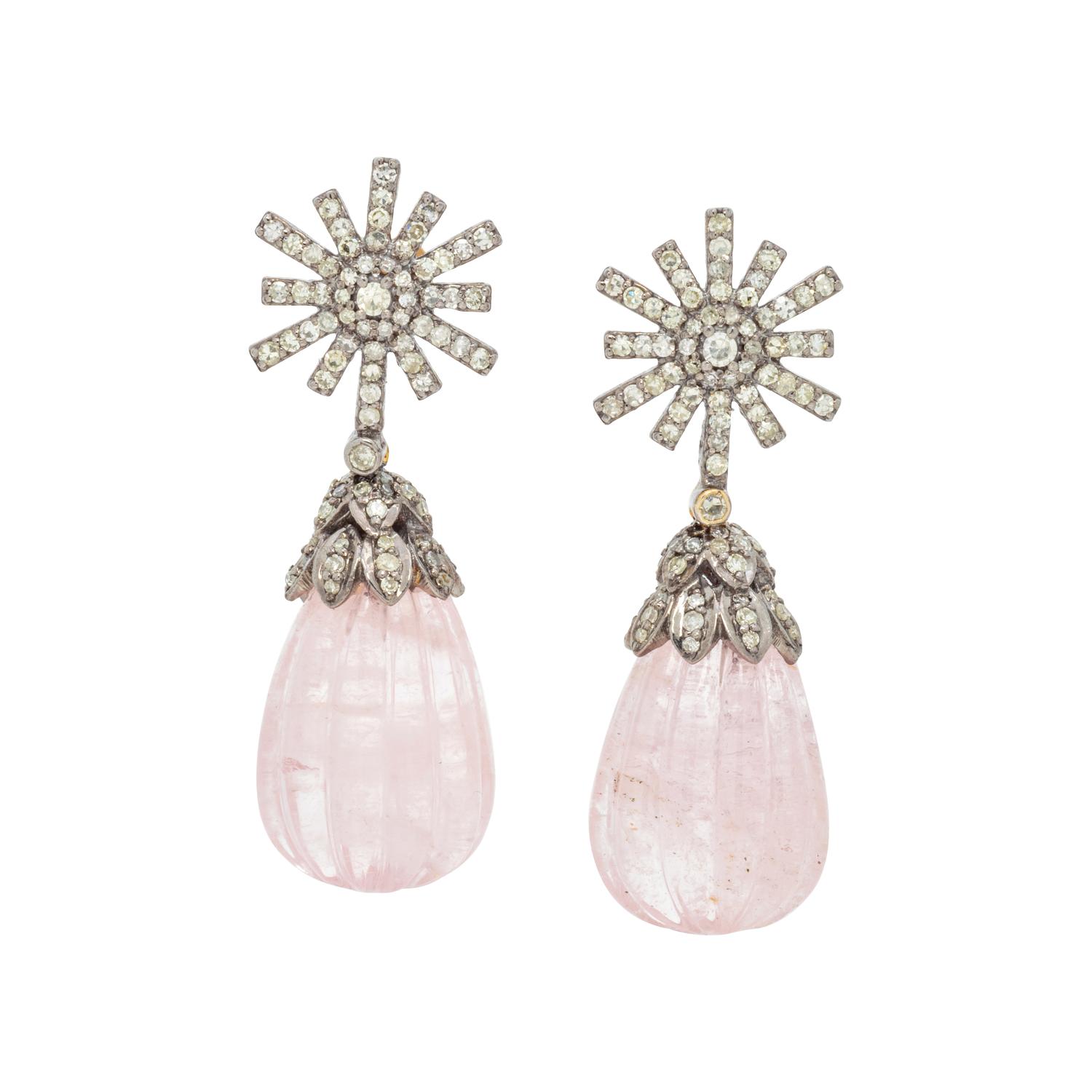 DIAMOND AND MORGANITE EARRINGS