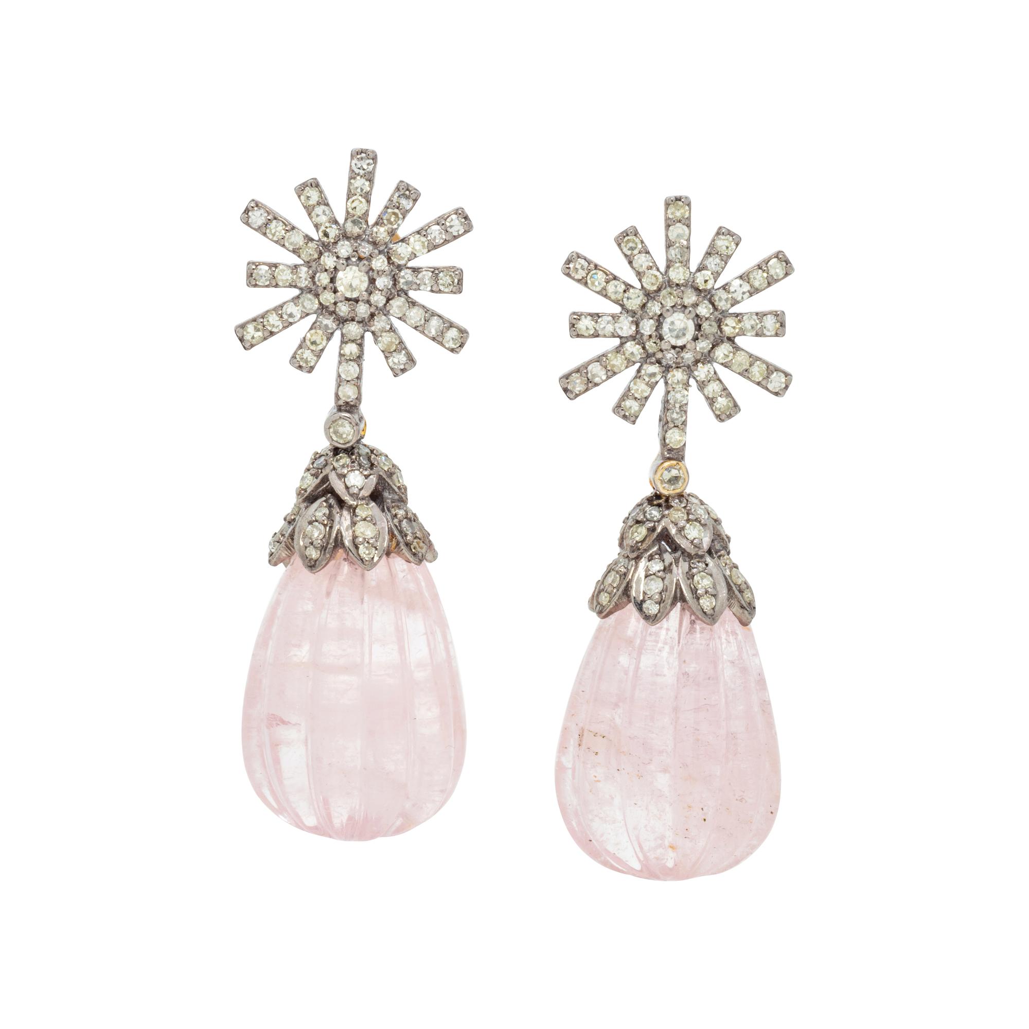 DIAMOND AND MORGANITE EARRINGS