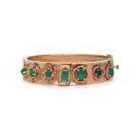 YELLOW GOLD AND EMERALD BANGLE BRACELET
