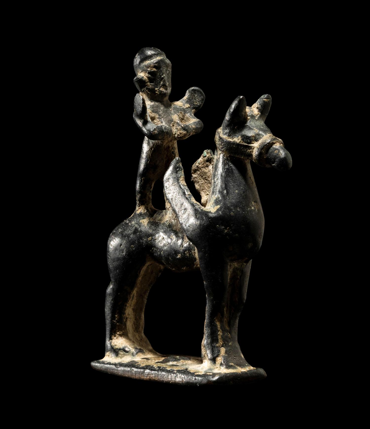 A Near Eastern Bronze Winged Horse and Rider