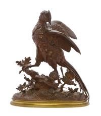 A French Bronze Ornithological Group, FERDINAND PAUTROT (1832-1874), Width 18 inches. — FERDINAND PAUTROT (1832-1874),