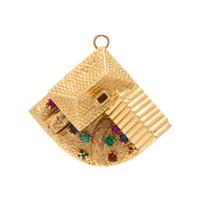 Multigem and Yellow Gold House Charm