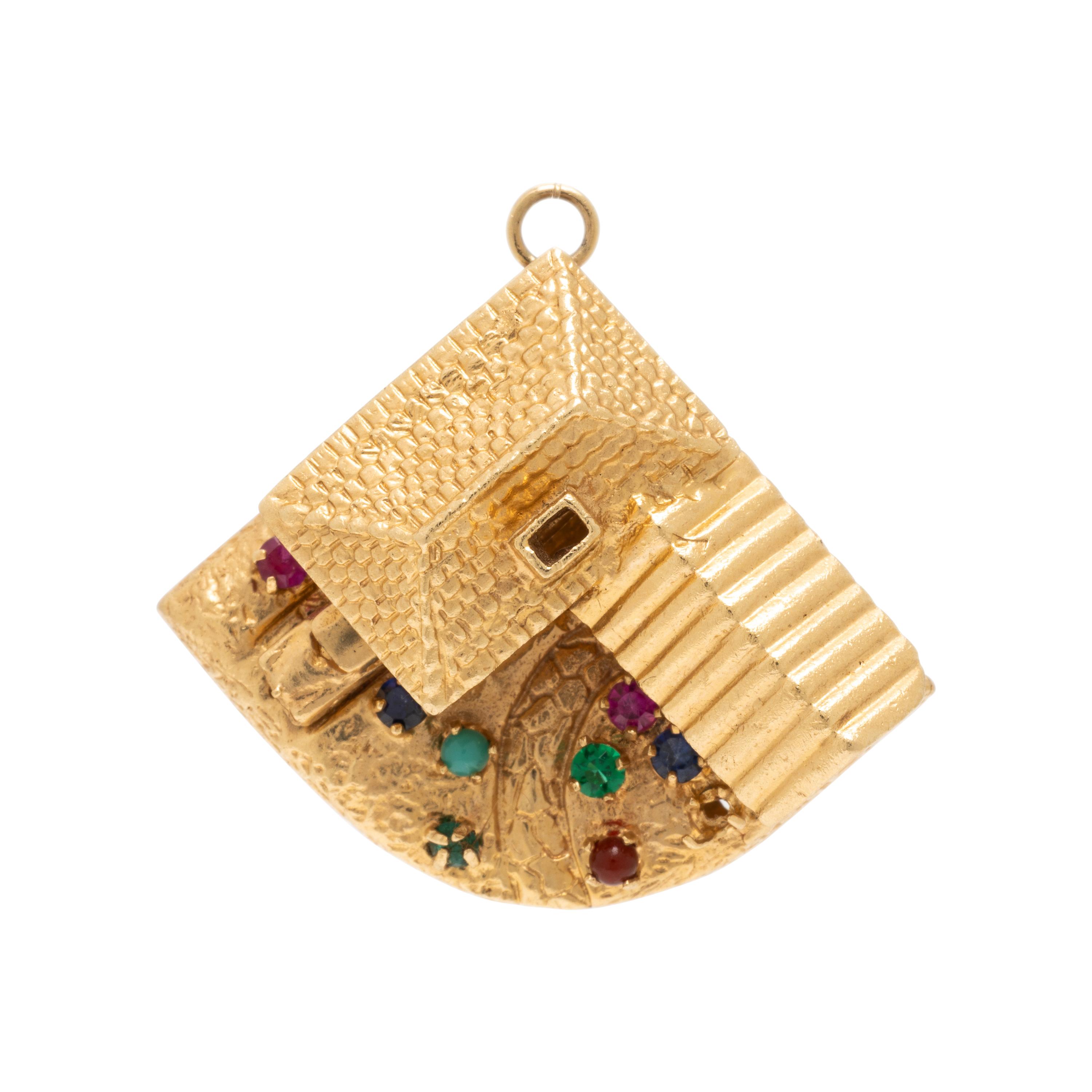 Multigem and Yellow Gold House Charm
