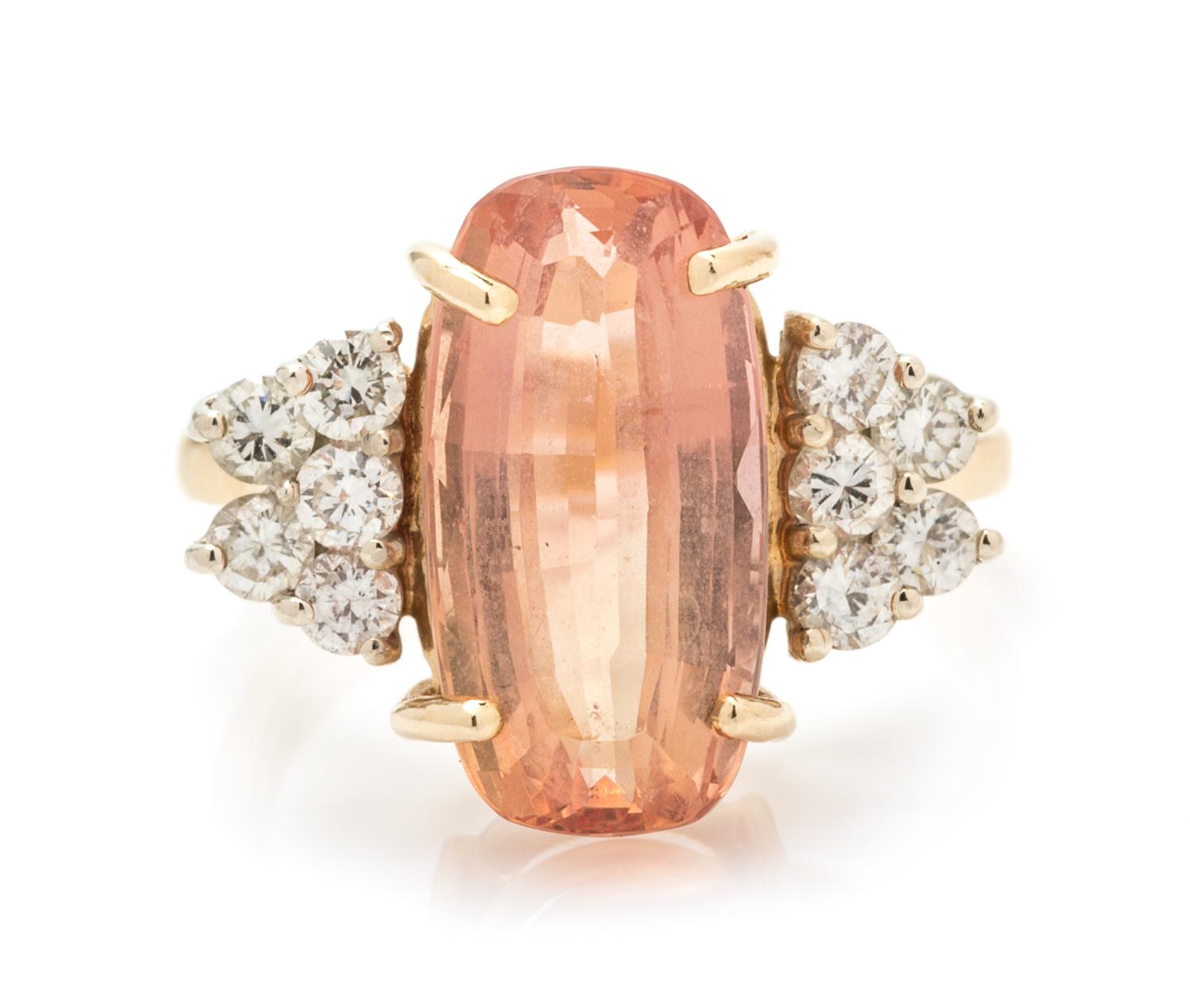 A 14 Karat Yellow Gold, Precious Topaz and Diamond Ring, 3.00 dwts.