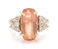 A 14 Karat Yellow Gold, Precious Topaz and Diamond Ring, 3.00 dwts.