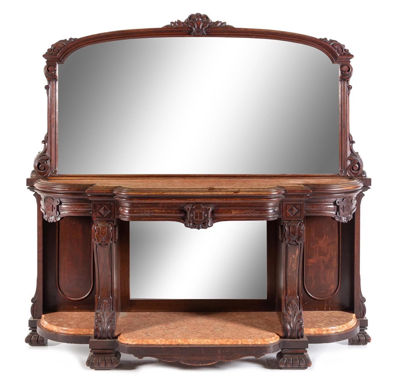 A Victorian Mahogany Console Table Height 55 x width 66 1/2 x depth 19 inches. — LATE 19TH CENTURY