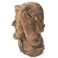 A Large Carved Wood Bust of a Sailor or Dock Worker