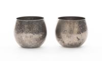 Two American Silver Salts, Tiffany and Co., New York, NY, 2nd Half 20th Century, of tapering cylindrical form, engraved ACB 2-11-67.