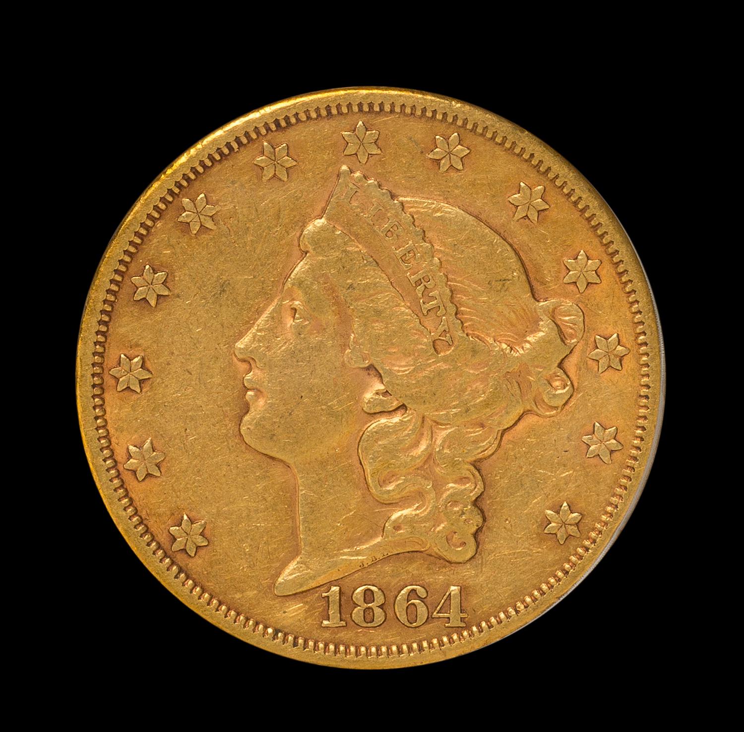 A United States 1864-S Liberty Head $20 Gold Coin