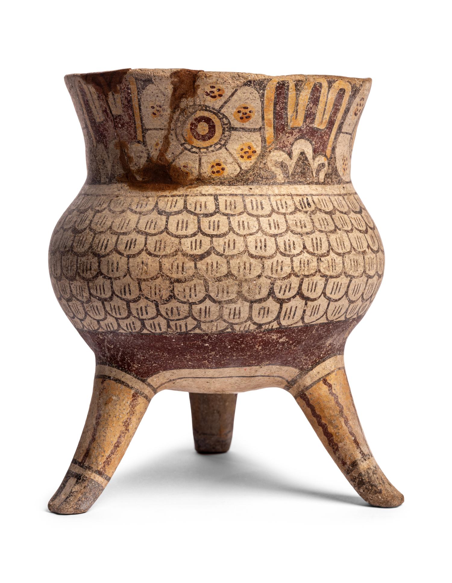 A Mixtec Polychrome Tripod Vessel