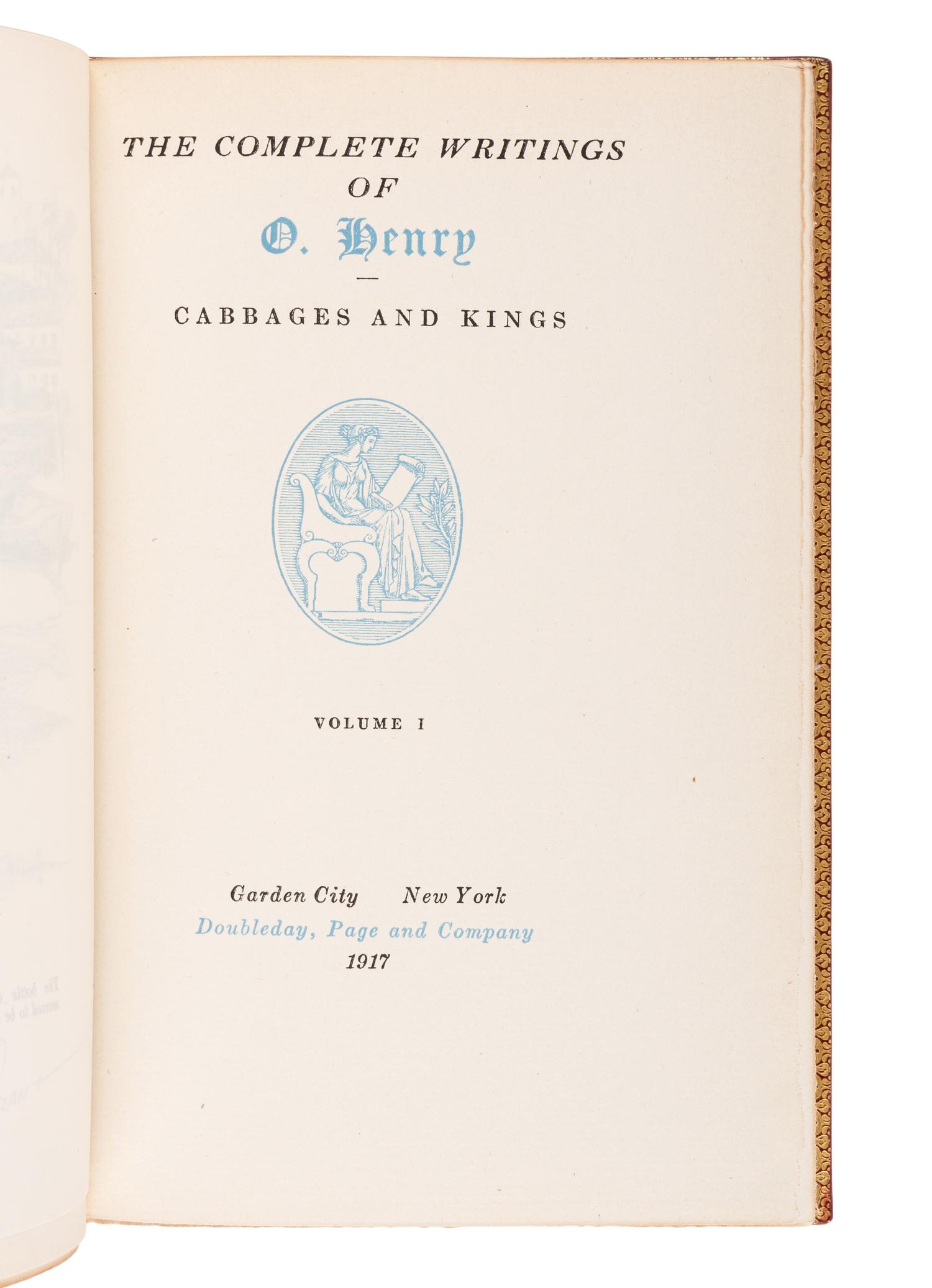 PORTER, William Sydney ("O. Henry"). The Complete Writings of O. Henry. Gordon Grant, illustrator. Garden City, NY: Doubleday, Page and Company, 1917.