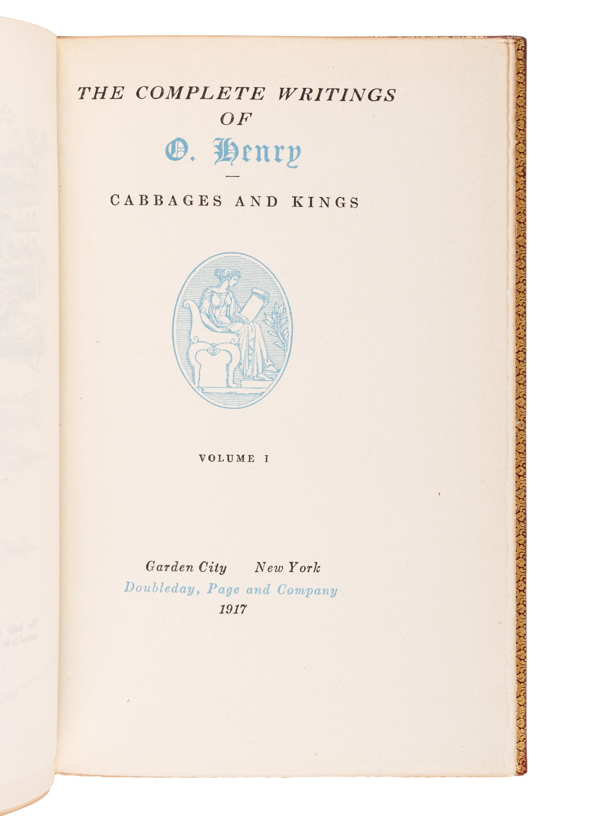 PORTER, William Sydney ("O. Henry"). The Complete Writings of O. Henry. Gordon Grant, illustrator. Garden City, NY: Doubleday, Page and Company, 1917.