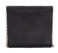 A Bottega Veneta Black Intrecciato Flap Handbag, 8.5" H x 9" W x 2.25" D; Strap drop: 13.5".