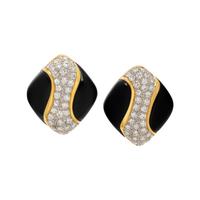 ONYX AND DIAMOND EARCLIPS