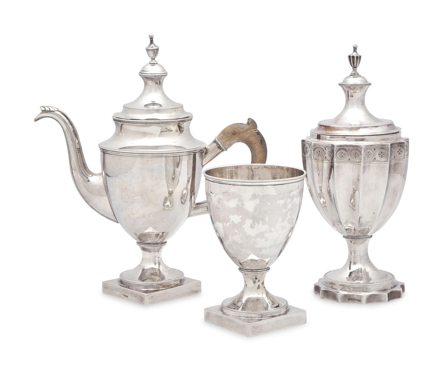 A Group of Four Federal Silver Tablewares, John Christian Wiltberger, Sr., Philadelphia, PA, Circa 1800