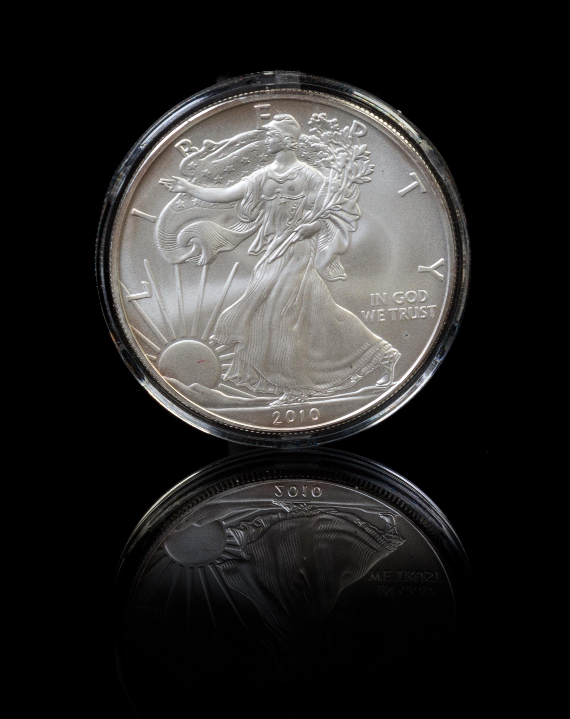 A Collection of 18 United States Silver Eagle $1 Rounds