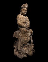 A Carved Wood Figure of Guanyin