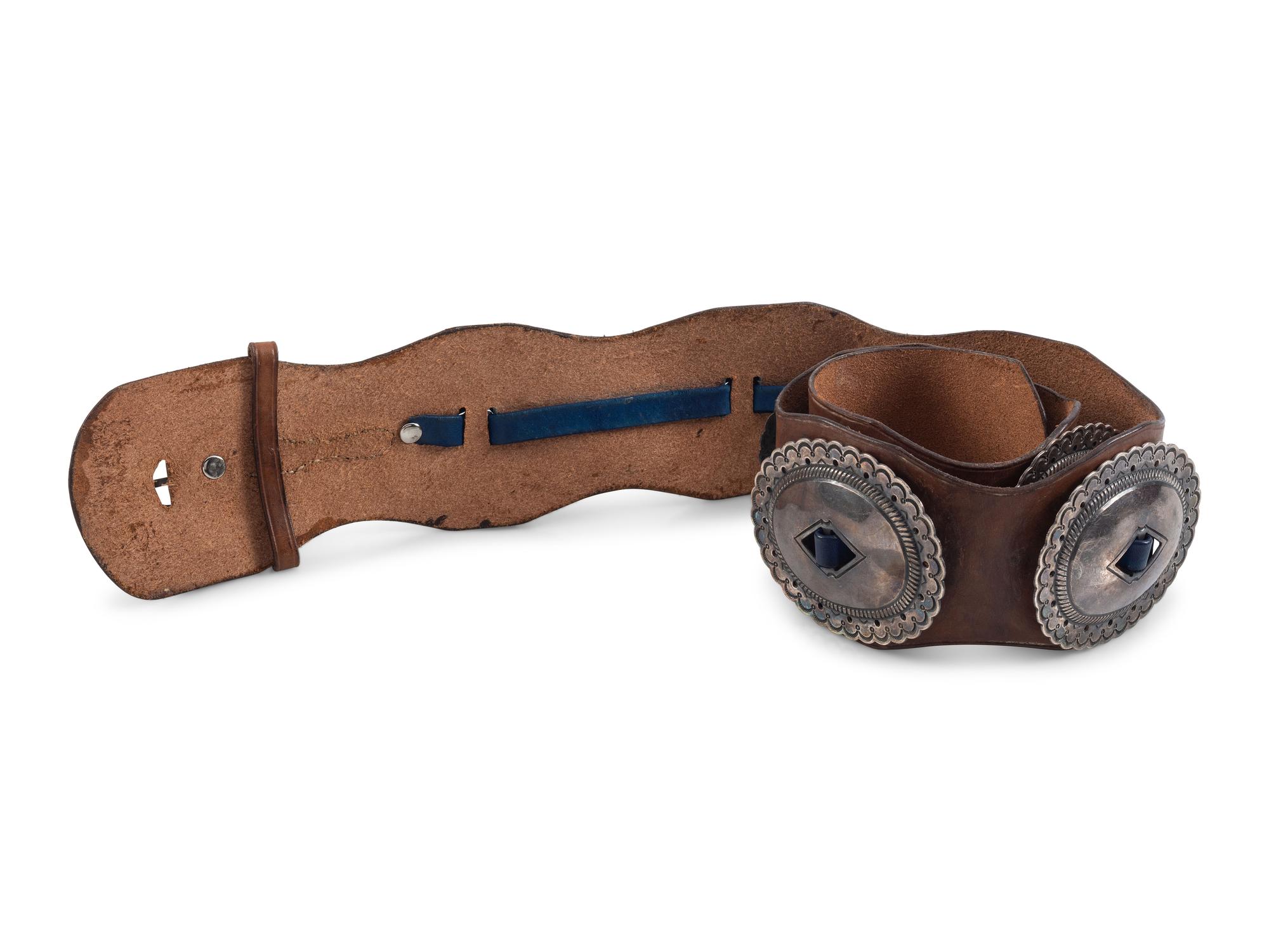 Navajo Stamped Silver Concha Belt