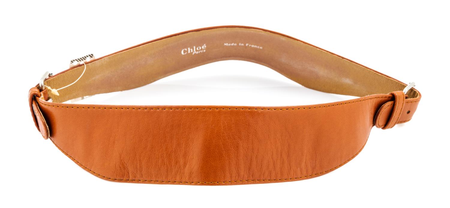 A Chloe Brown Leather Belt, 31.5" x 2.25".