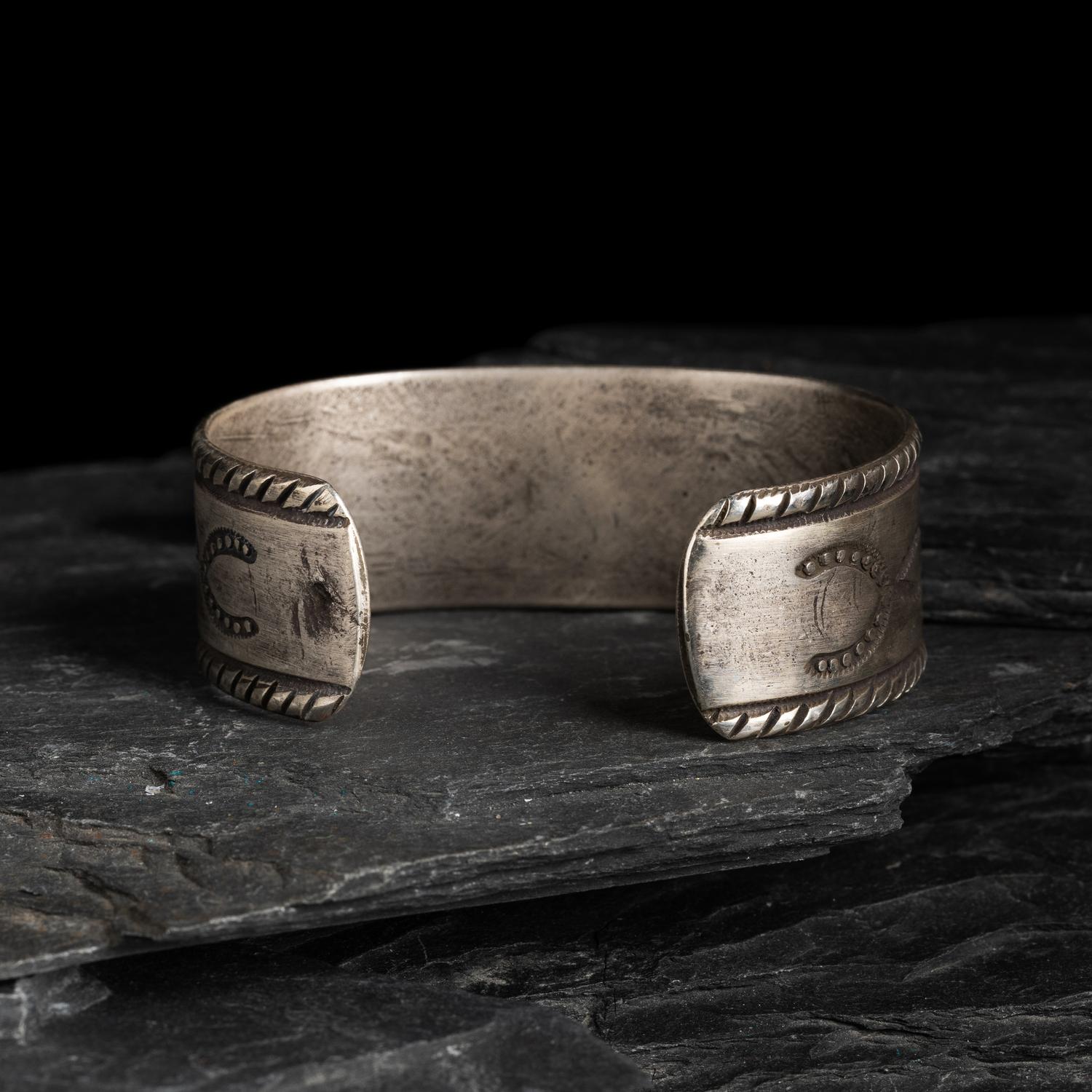 Navajo Ingot and Turquoise Cuff Bracelet