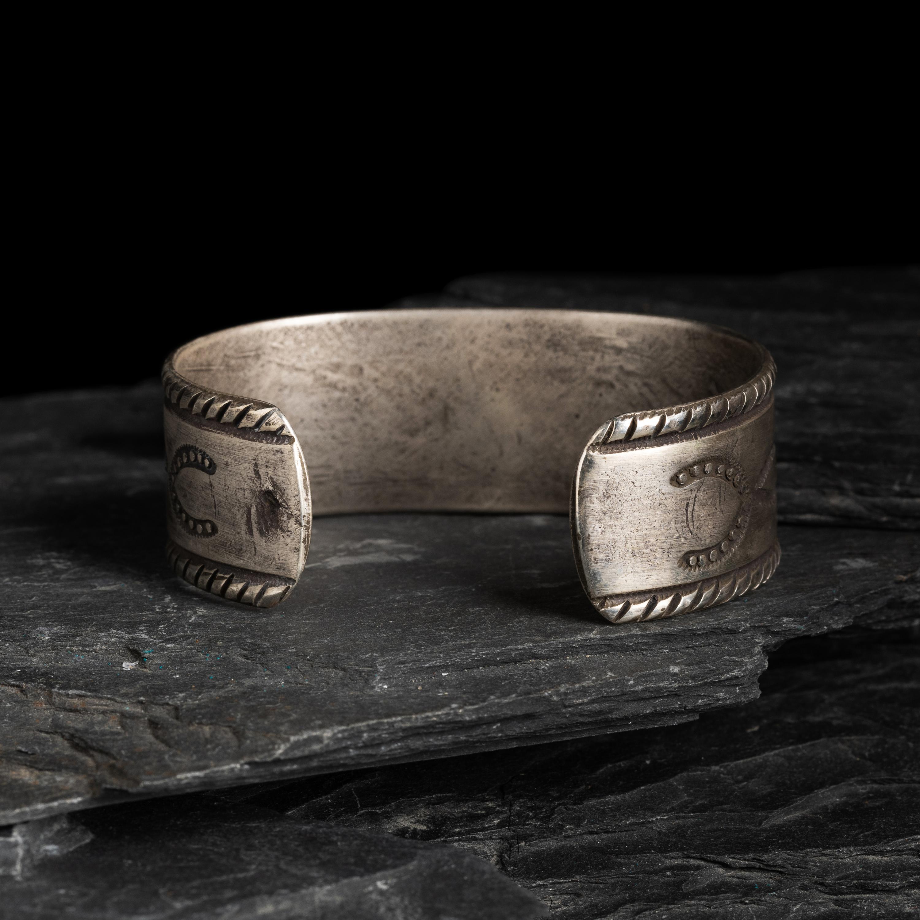 Navajo Ingot and Turquoise Cuff Bracelet