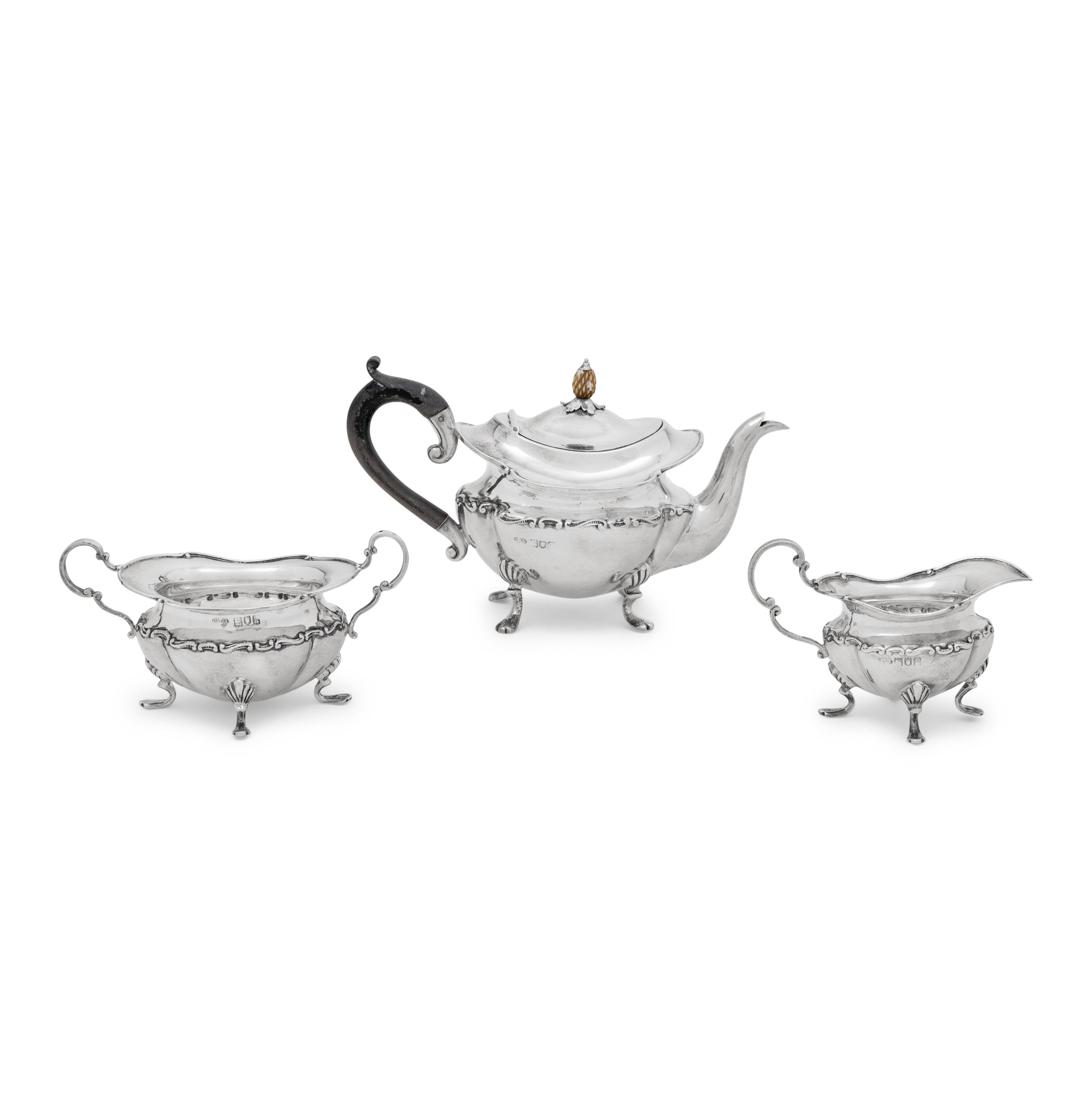 An English Silver Three-Piece Tea Service