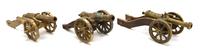 Three Brass Models of Cannons, Length of longest 12 1/4 inches.
