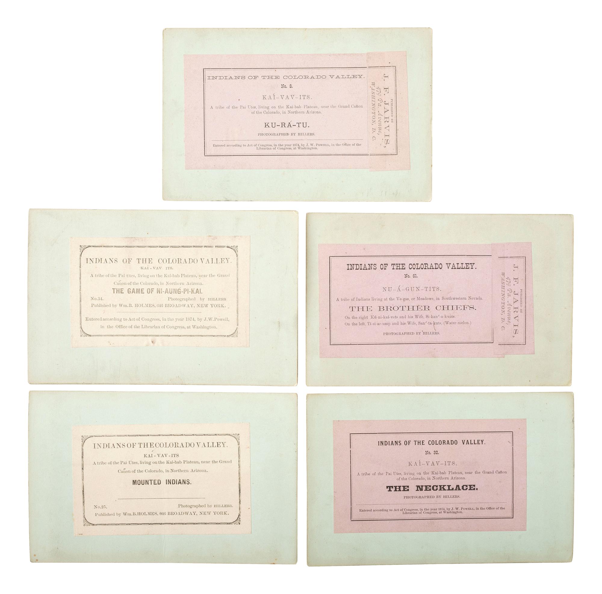 [NATIVE AMERICANS]. HILLERS, John K., photographer. A group of 13 Powell Expedition stereoviews featuring Native American subjects, comprising:
