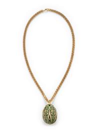 YELLOW GOLD, DIAMOND AND ENAMEL EGG PENDANT/NECKLACE