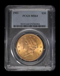 A United States 1901 Liberty Head $20 Gold Coin